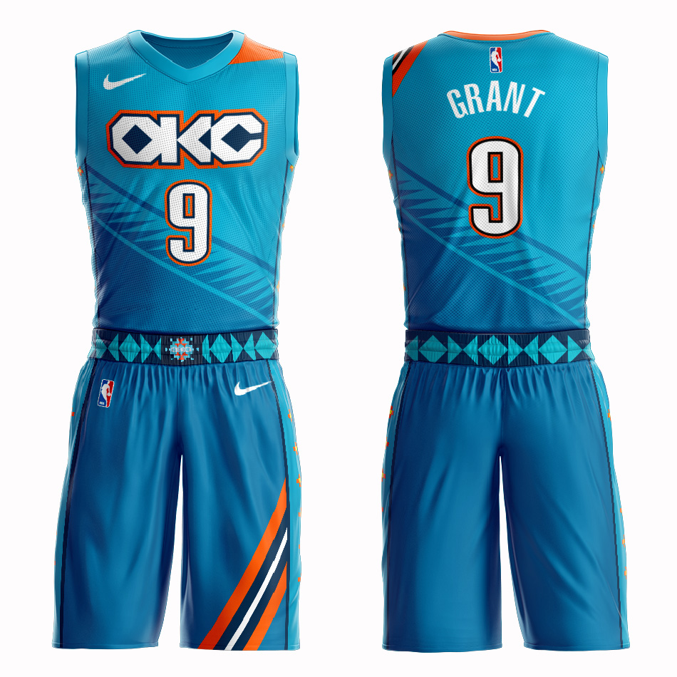 Customized Men Oklahoma City Thunder #9 Grant blue NBA Nike jersey->oklahoma city thunder->NBA Jersey